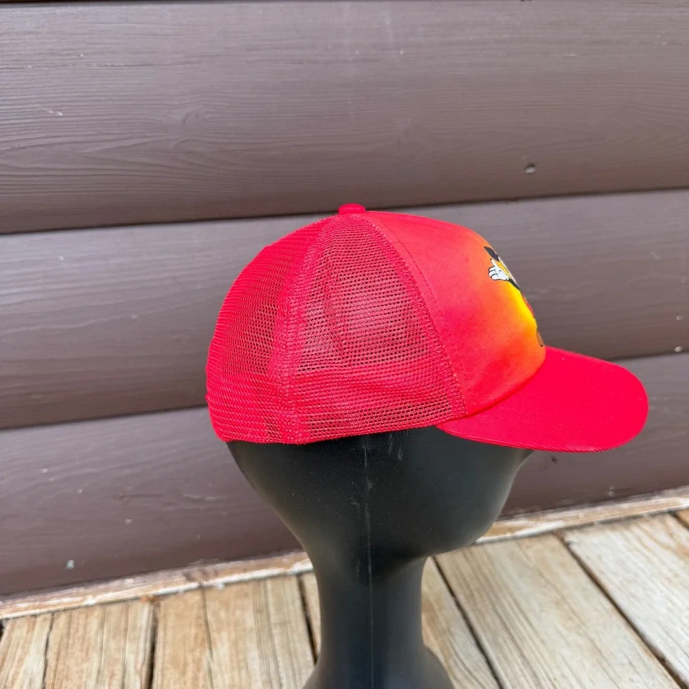 Vtg Mickey Mouse Red Mesh Snapback Trucker Cap Disney Atlas Made in USA Youth